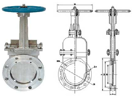 Z73H-10手動(dòng)刀型閘閥結(jié)構(gòu)圖