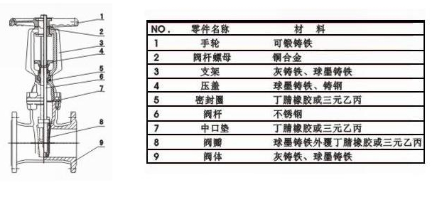 明桿閘閥結構圖